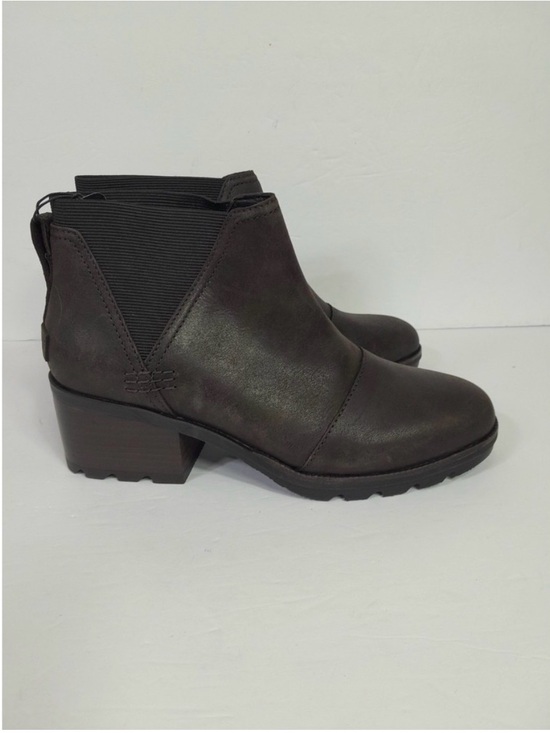 Sorel Shoes - Sorel Women Cate Chelsea Blackened Brown Ankle Booties with Low Block Heel